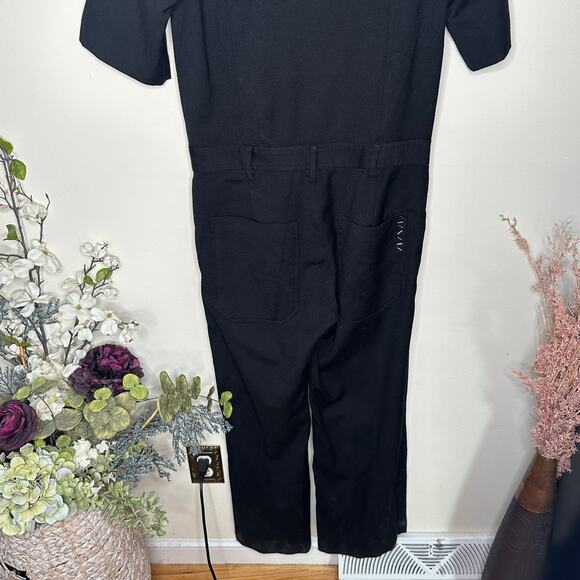 ZADIG & VOLTAIRE City Agrafes Zip Front Jumpsuit Wool Black Sz 38 / M {GG12} - Picture 7 of 11